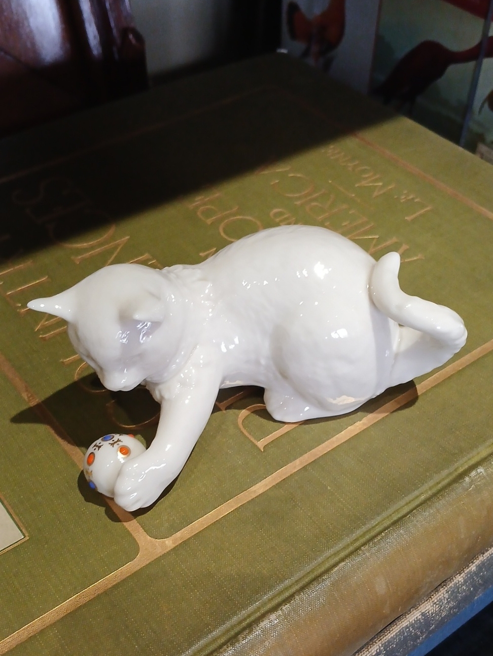 Vintage 1991 Lenox China Jewels Collection Cat Playing with Ball Figurine